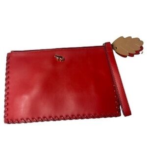 Emma‎ Fox red leather wristlet clutch
